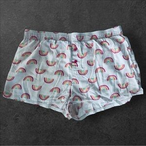 PINK Victoria’s Secret white Rainbow Print Pajama Boxer sleep Shorts Medium